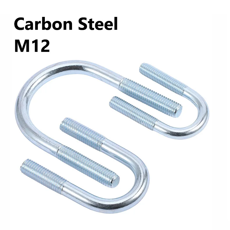 Zinc Plated Carbon Steel U-Bolts M12 High Strength U-Shaped Clamps for Trailer Truck Pipe Boat Marine Hardware Repair