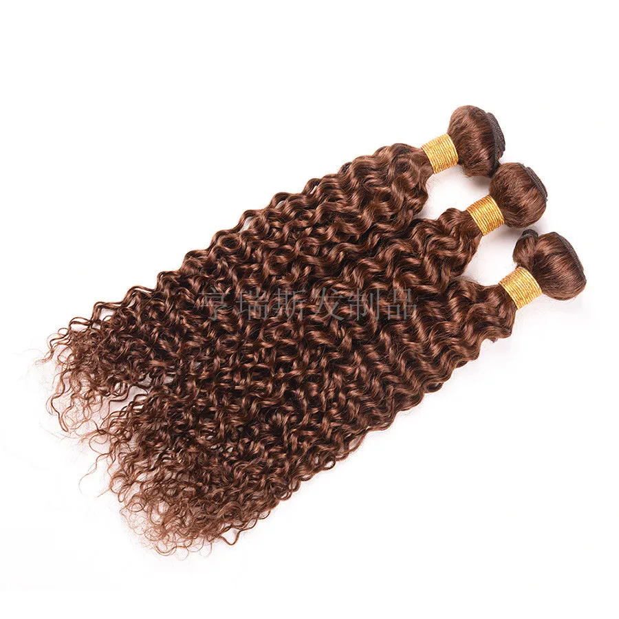 #4 Colored  Human Hair Bundles With Closure Curly Hair Weaves Bundles With 4x4 Lace Closure