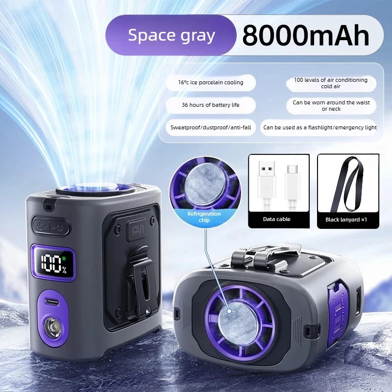 2026 New Semiconductor Waist Hanging Cooling Fan, Portable Hands-Free Mini Air Conditioner for Outdoor Heat Relief