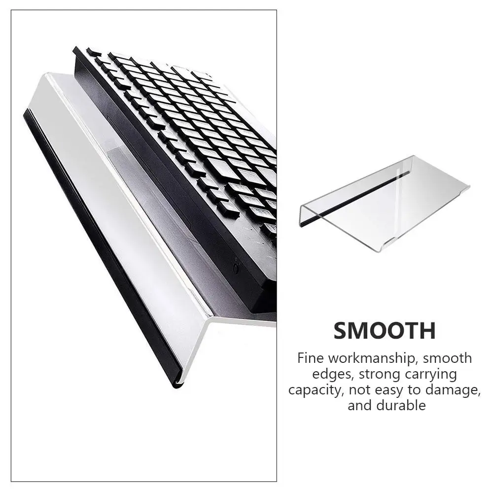 Transparent Acrylic Stand with Black Anti Slip Strips Strong Capacity Keyboard Tray Platform Holder Mini Stand for Desk