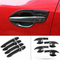 1 Set Carbon Fiber External Outer Door Handle Catch Cover Door Bowl Protection Trim Sticker Car Accessories For Mazda CX-5 17-19