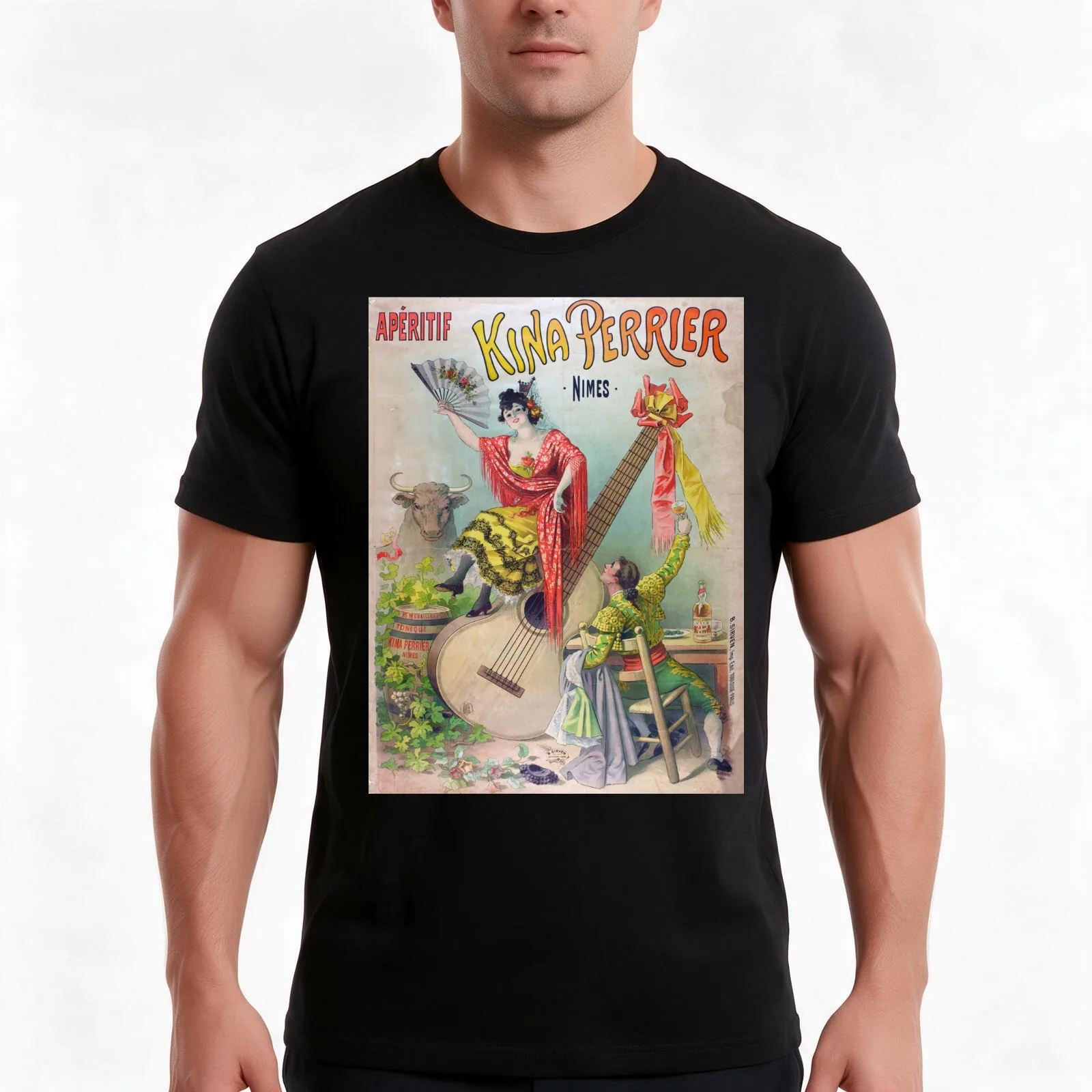 Kina Perrier Apéritif T-Shirt Summer Casual Cotton Tee Oversized Streetwear Tops Vintage Graphic Print Unisex Men Women