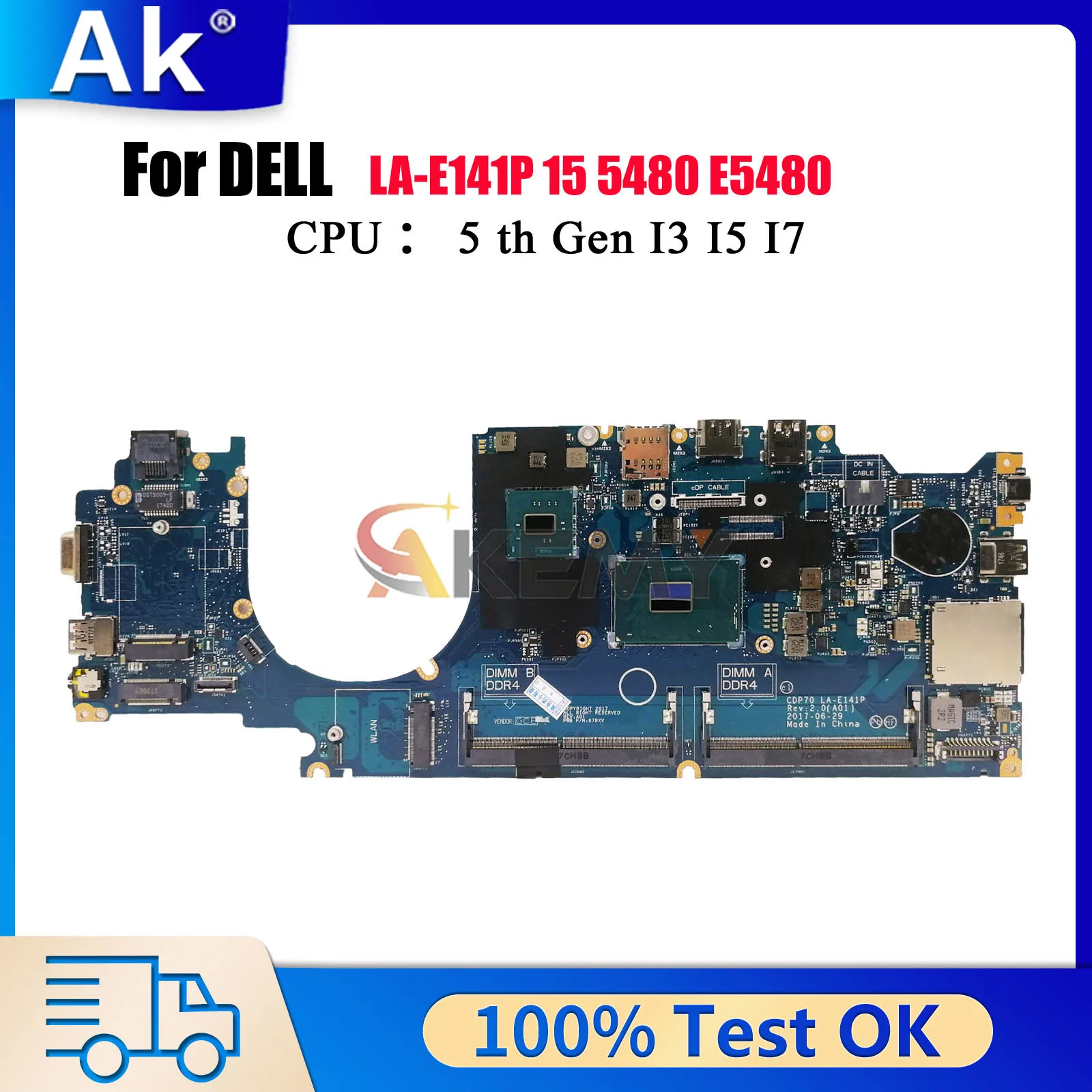 

LA-E141P Mainboard For DELL Latitude E5480 5480 with i5 i7 CPU CN-07W358 01R39G 02WXD6 07X098 0MP1YJ Tested OK