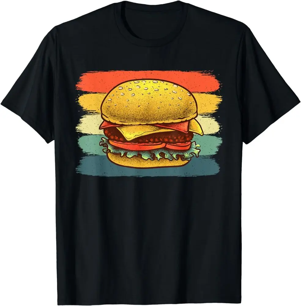 Cute Hamburger Design For Men Women Vintage Hamburger Burger T-Shirt Graphic T-shirts For Men Clothing Women Short Sleeve Tees