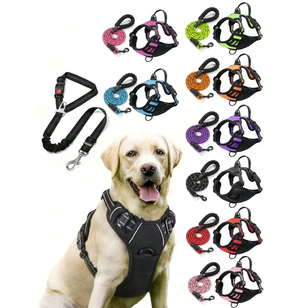 

Harness, AntiPull Pet Harness With 2 Leash Buckles, Adjustable Soft Padded Vest, Reflective NoChoke Oxford Vest With Control Ha