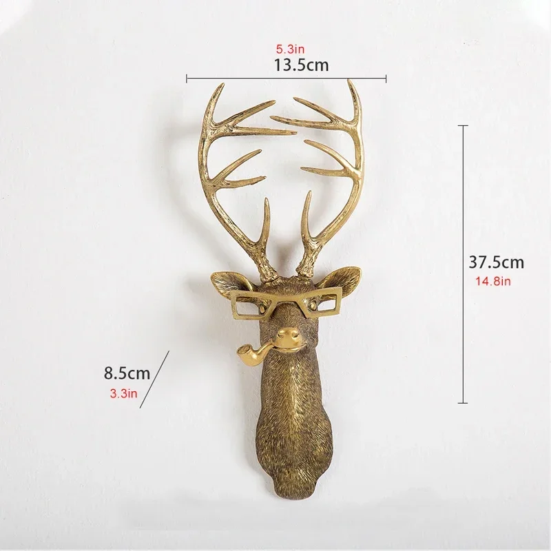 3D Antique Bronze Animal Pendant Wall Decor Resin Animals Rabbit Deer Bear Sculpture Art Home Living Room Bedroom Ornaments