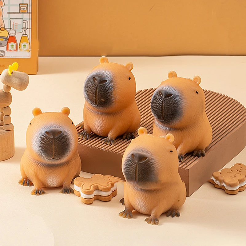 การ์ตูน Kawaii Capybara Pinch ของเล่นสร้างสรรค์ตลกบีบบรรเทาความเครียดตุ๊กตาช้า Rebound Super Soft ของเล่นขนาดเล็กสําหรับของขวัญเด็ก