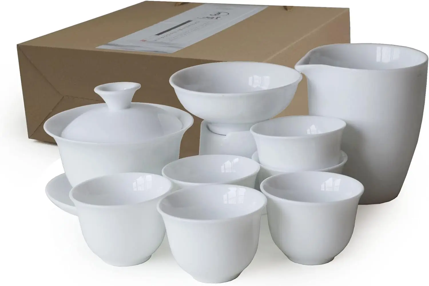 

Чайная чашка Gaiwan, китайский чайный сервиз Gongfu, белая фарфоровая чайная чашка, керамическая подарочная коробка (чашка Jinjun)