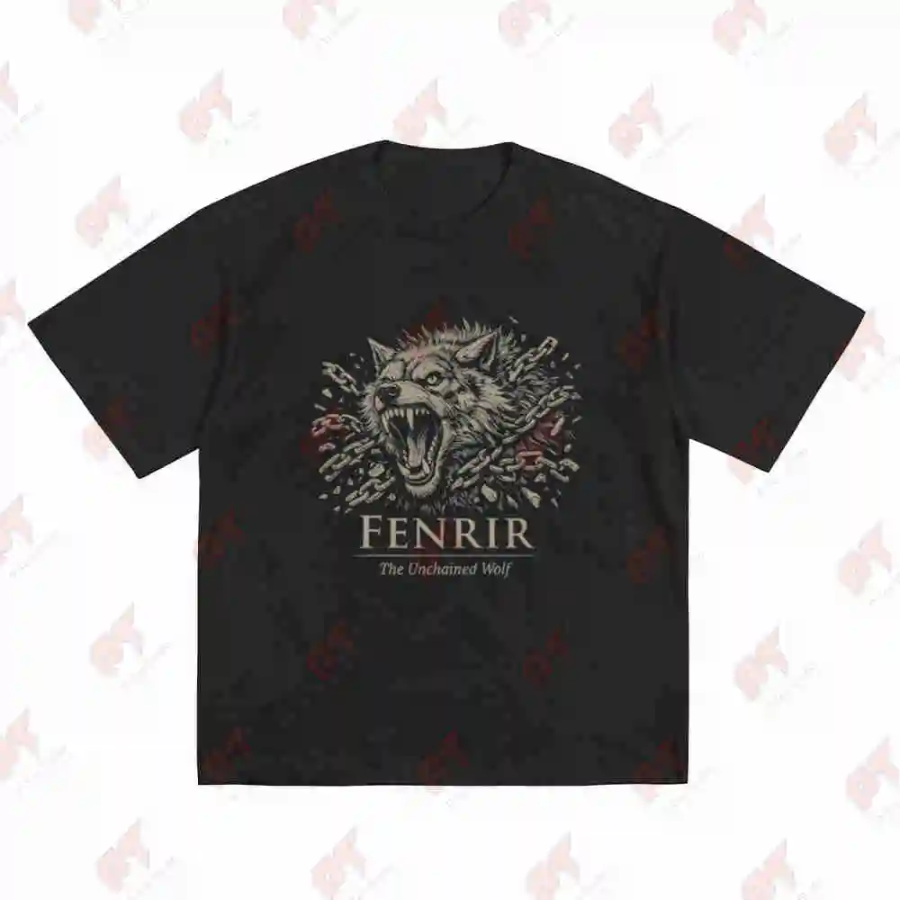 Fenrir Norse Wolf Viking Beast Ragnarok Dark Academia Short Sleeve Tee 100% Cotton T-Shirt