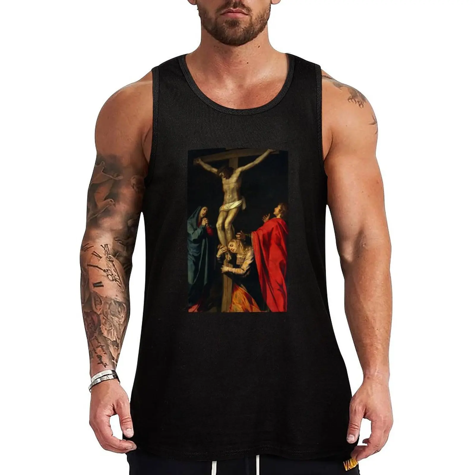 Jesus on the Cross Tank Top Vintage Print Tank Top Retro Graphic Sleeveless Tee