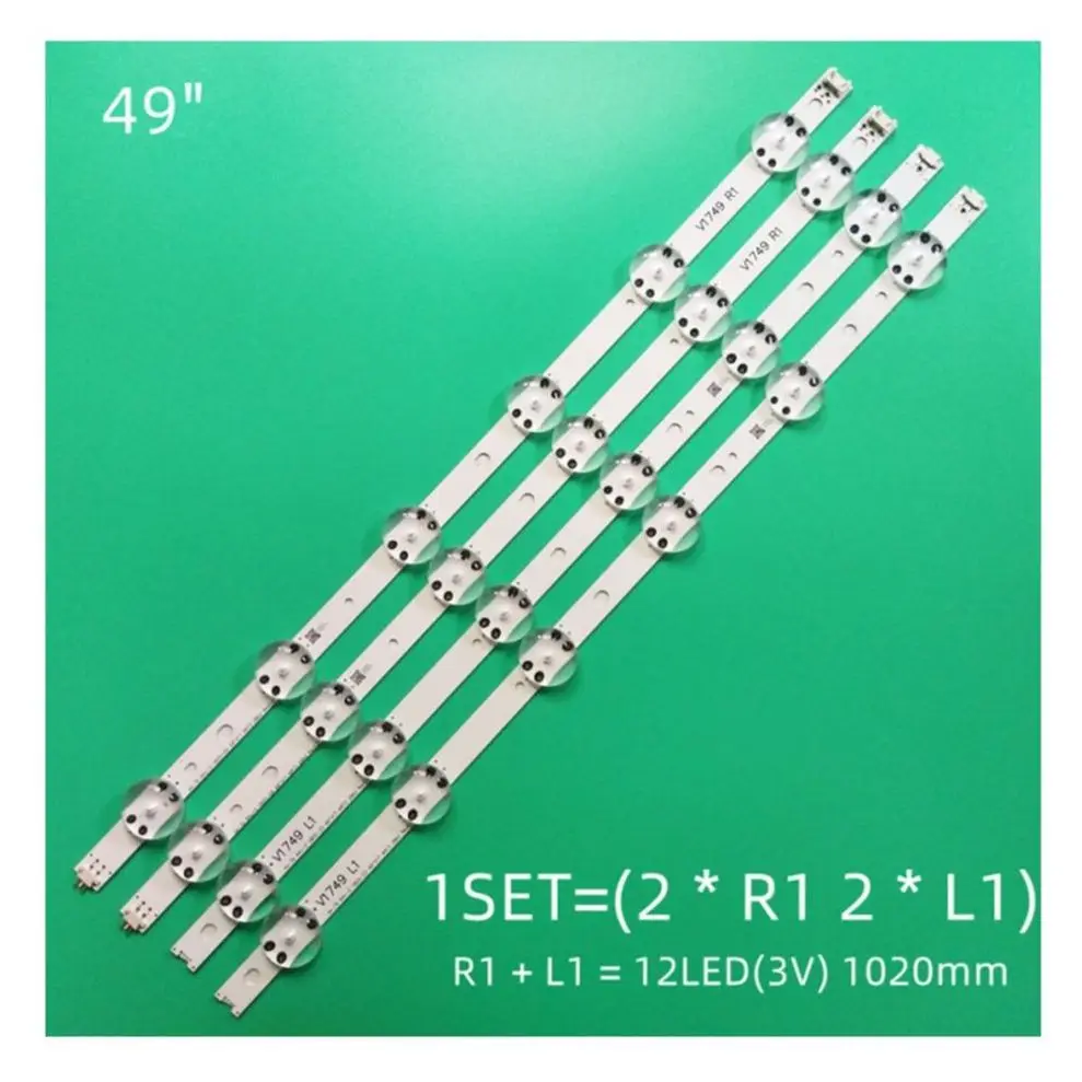 New set of 4 LED strips for LG 49UV340C 49UJ65 49UJ670V 49 V17 ART3 2862 2863 6916L-2862A 6916L-2863A V1749L1