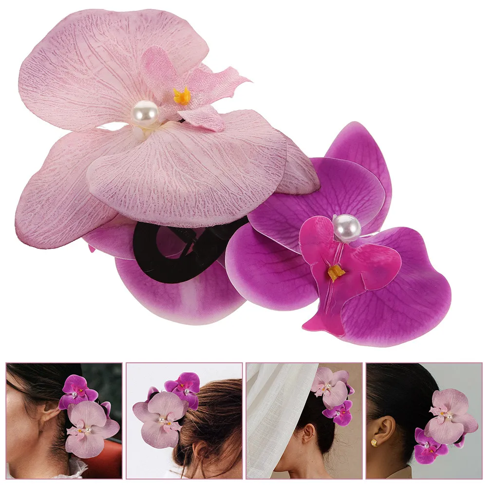 

2Pcs Flower Claw Clips for Women Elegant Fake Orchid Hair Pins Stylish Hair Accessories Perfect for Wedding Prom Holiday