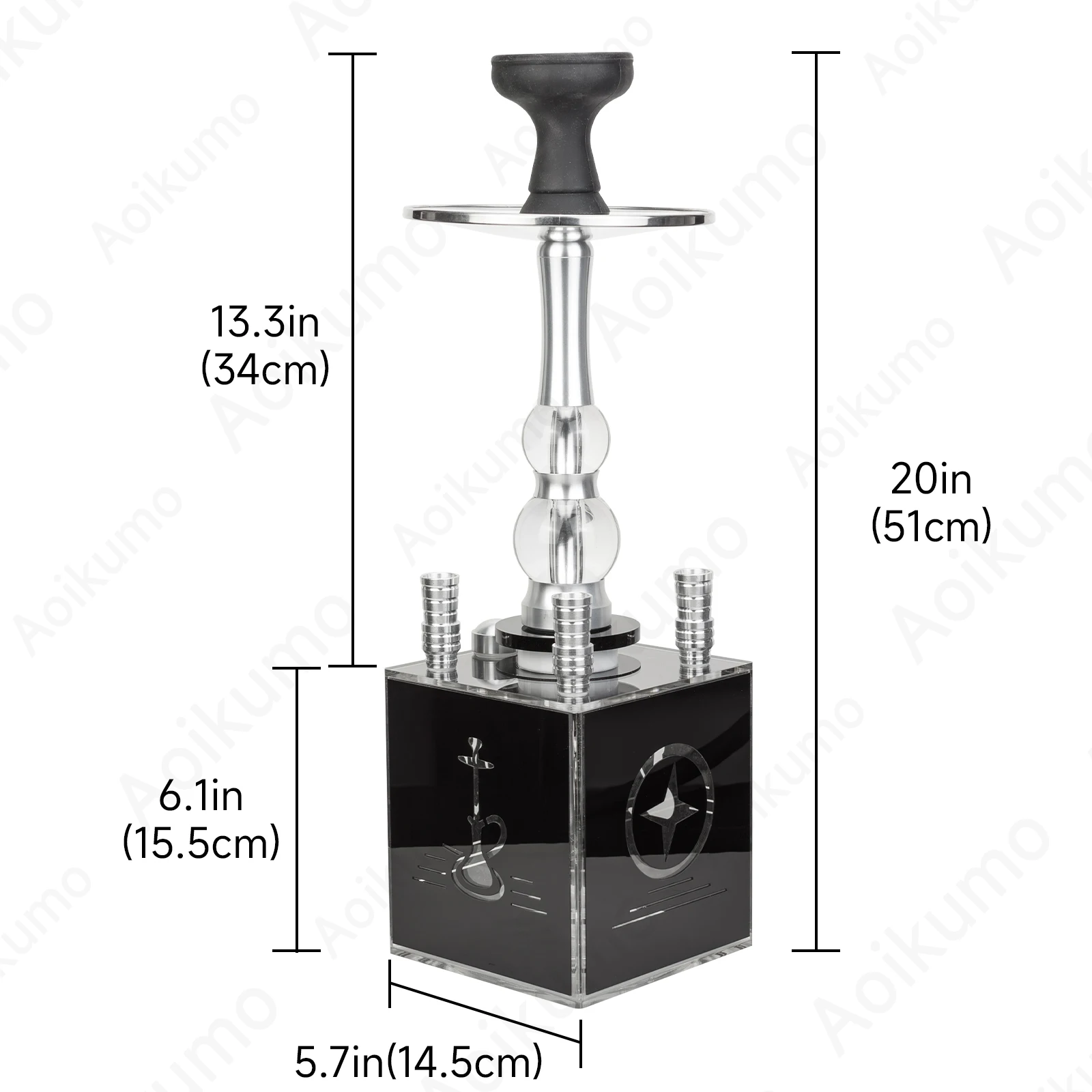 Super Luxurious Cube Hookah Set with LED Light Square Shisha Nargile Sheesha Narguile Chicha Cachimbas Hookahs kit