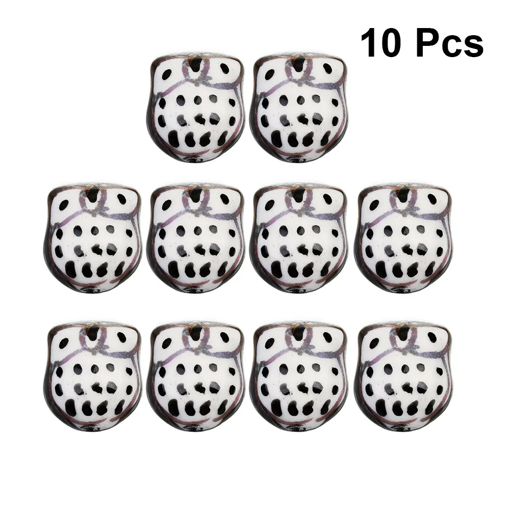 10Pcs Owl Shaped Ceramic Beads DIY Jewelry Craft Kit Smooth Surface Hole Design for Necklace Bracelet Dress Decoration