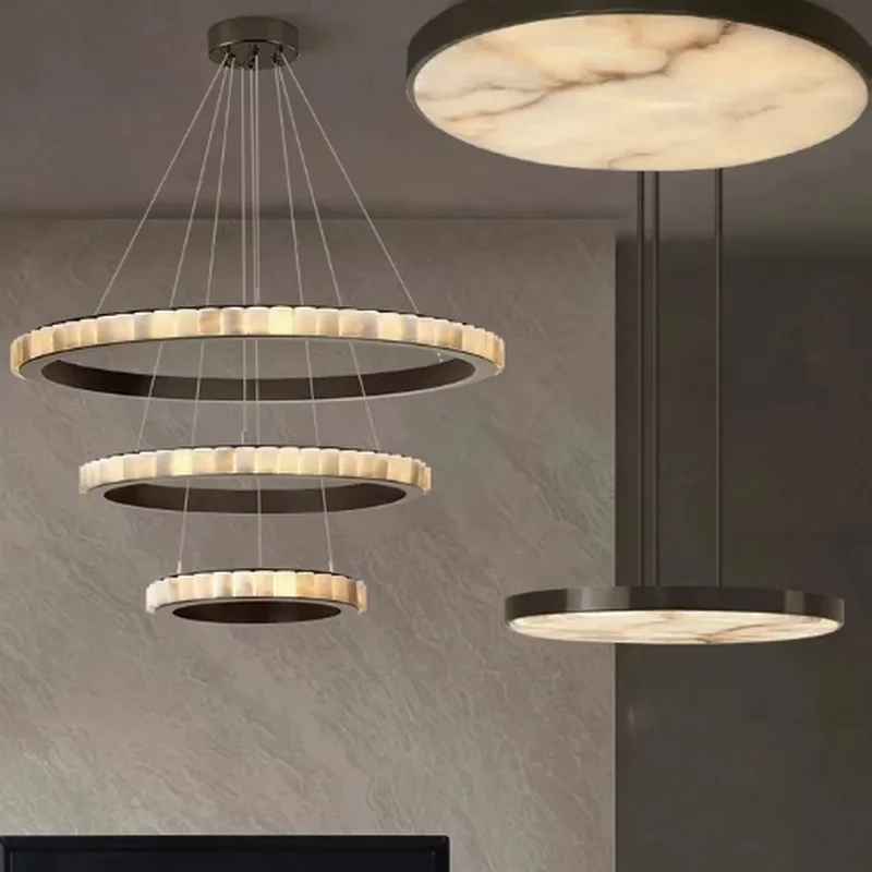 

2024, современный медный потолочный светильник, настоящий натуральный мрамор, светильник, роскошный черный золотой домашний декор, лампа для спальни, Lampara De Techo