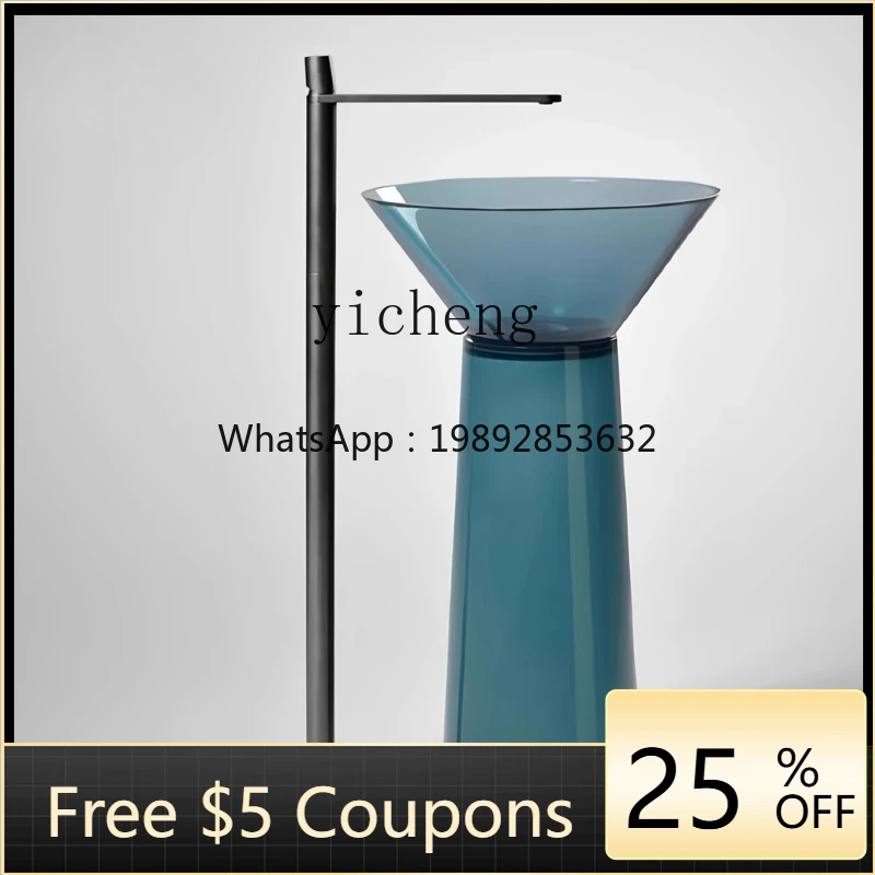 

Outdoor Balcony Hotel B & B Transparent stone-making integrated floor-to-ceiling hand and face washing table basin Pillar