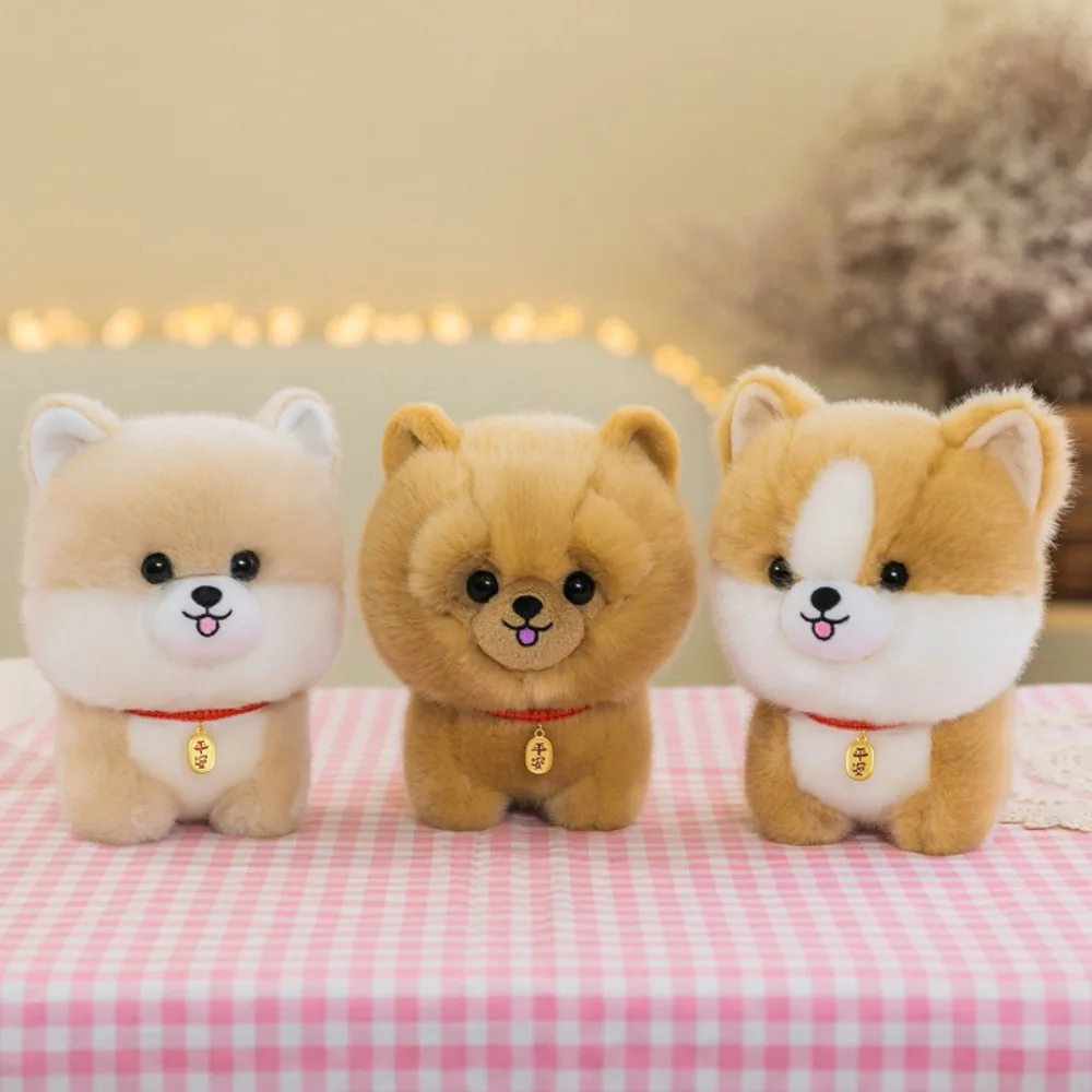 Kawaii Fluffy Shiba Inu Hundespielzeug, 20 cm, lebensechte weiche Welpen-Plüschtiere für Mädchen und Jungen, Unisex-Geschenke