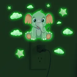 New Luminous Little Elephant Cloud Wall Stickers Baby Kids Room Decor Bedroom Home Decoration Glow in The Dark Combination Decal