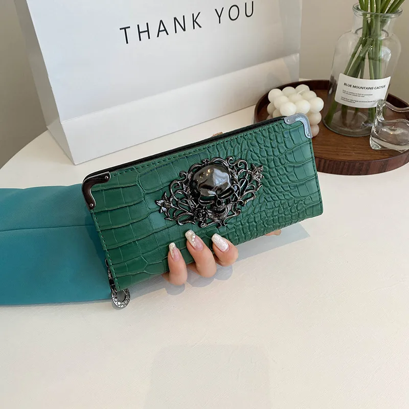 New Style Women's Wallet Skull Head Fashion Long Wallet Large Capacity Female Wallets Coin Purse Phone bag Money Bag