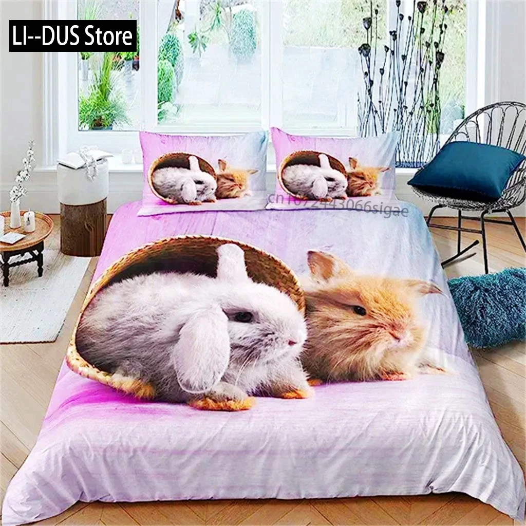 

Easter Rabbit Duvet Cover Easter Bedding Set Floral Cute Rabbit Pet Queen Size Kawaii Presents Easter Day Gifts For Toddlers