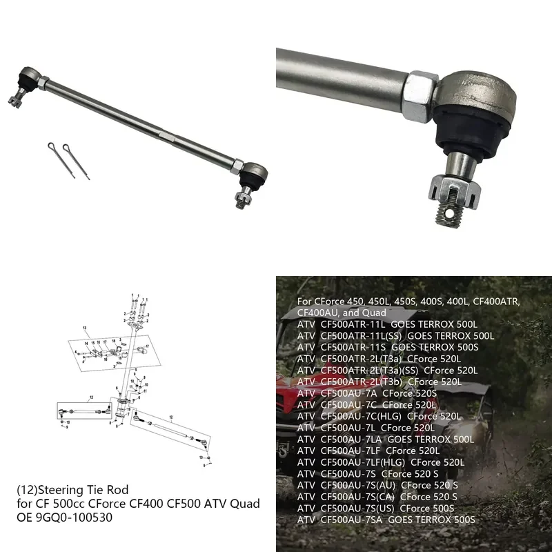 

i Steering Tie Rod for CF CF400 CFORCE 450 CF500 520 550 ATV UTV 400CC 450CC 500CC 520CC 550CC OE 9GQ0-100530 Motorcycle