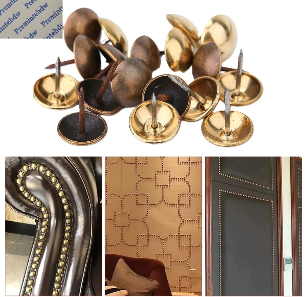 150Pcs Brass Upholstery Thumb Tacks Studs Nails Antique Copper Black
