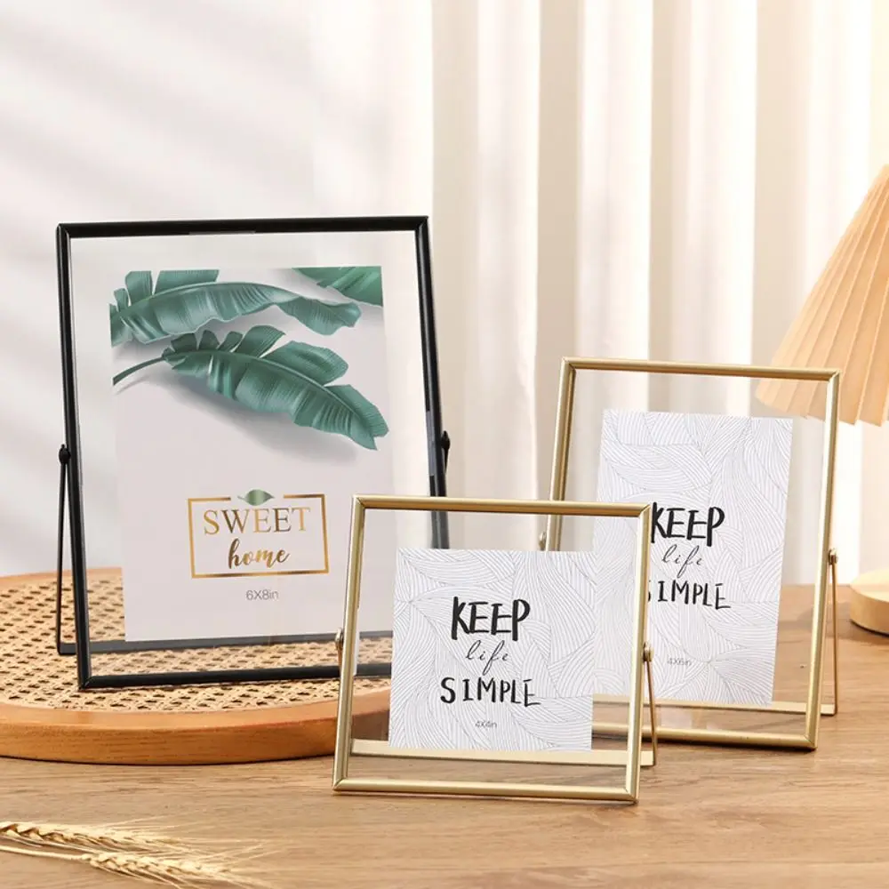 4/6/7/8/10 Inch Metal Photo Frame Acrylic Screen Rectangle Picture Frame Gold Black Picture Holder Calligraphy Painting Display