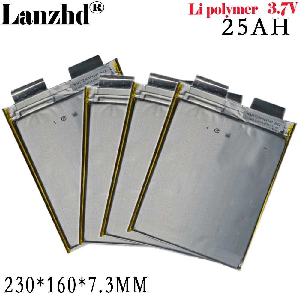 New 3.7V Li polymer 25Ah Battery Cell For Electric car tricycle inverter street base station energy storage cell 230*160*7.3mm