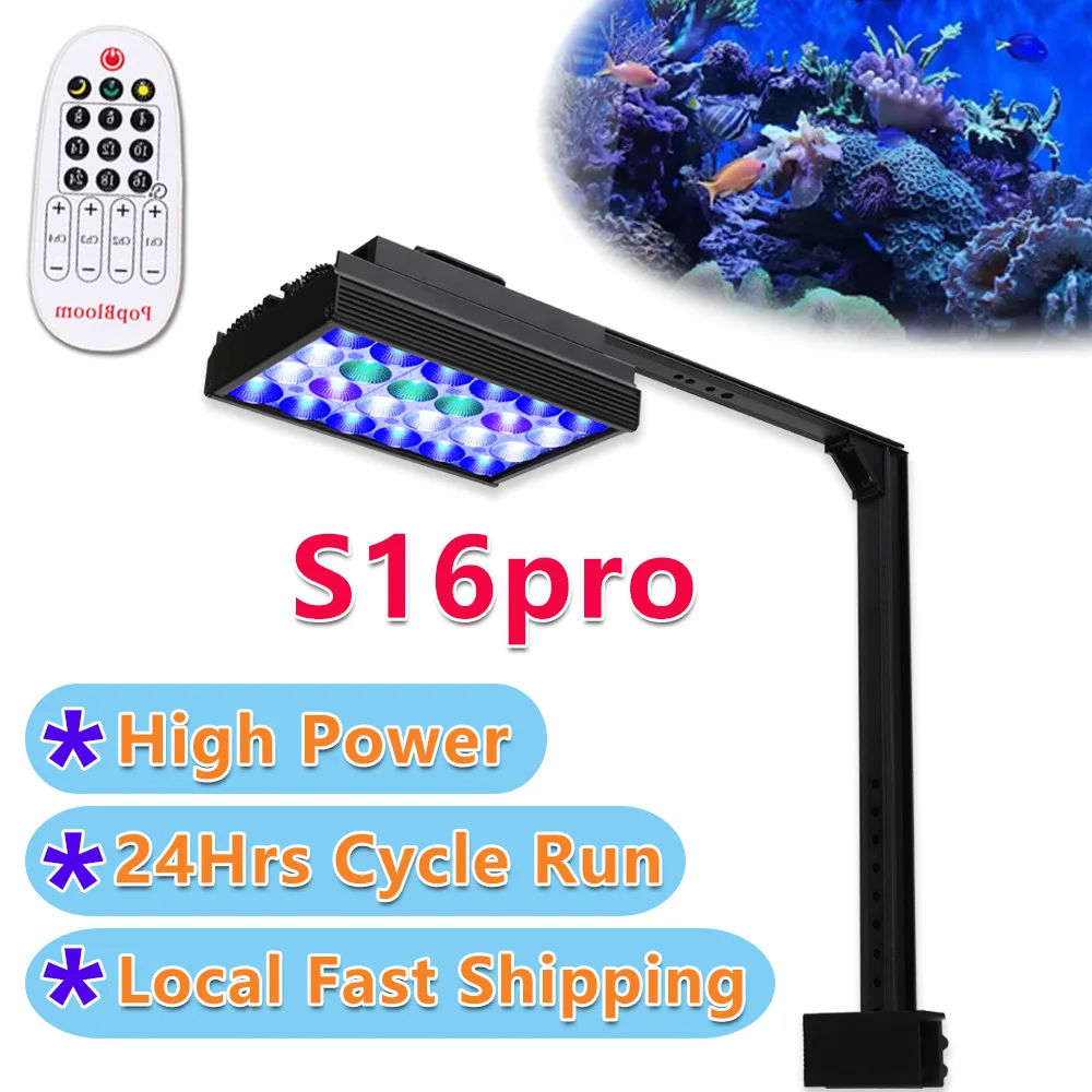 PopBloom Seawater Aquarium Reef Lighting,Dimmable Timer Marine Led Aquarium Lamp For 40-60cm SPS/LPS Reef Marine Fish Tank Light