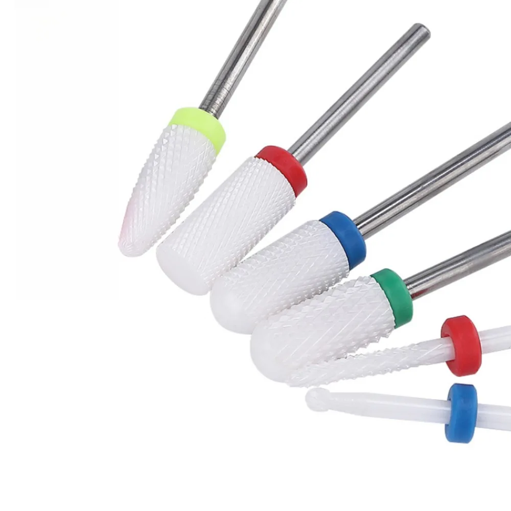 10 stuks 3/32 "keramische nagelboren 2,35 mm roestvrijstalen schacht professionele acrylvijl boor nagel keramische polish hoofd