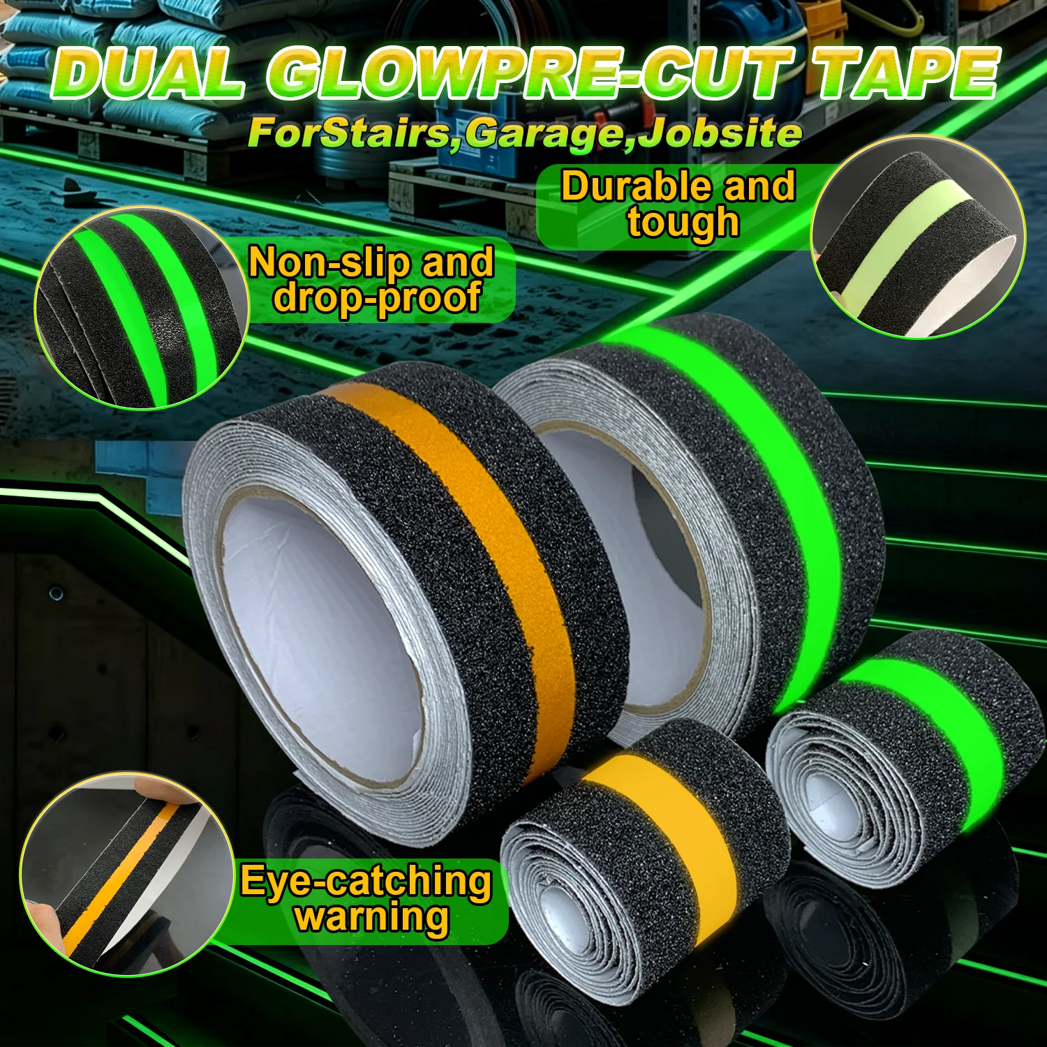 1/3/5/10m Luminous Anti Slip Tape Glow In Dark Stair Treads Non Slip Grip Tape Waterproof For Indoor Outdoor Steps Ladders