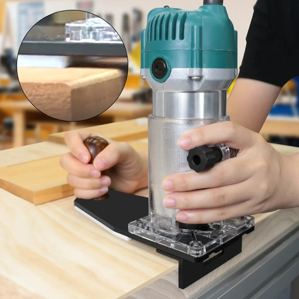 Edge Forming Router Base - Woodworking Edge Guide Circle Cutting and Corner Rounding Tool,R Angle Edge Chamfer Milling Base