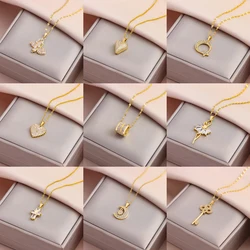 New In Sweet Sexy Zircon Crystal Series Pendant Necklaces For Women Female Stainless Steel Neck Chain Jewelry Girls Party Gift