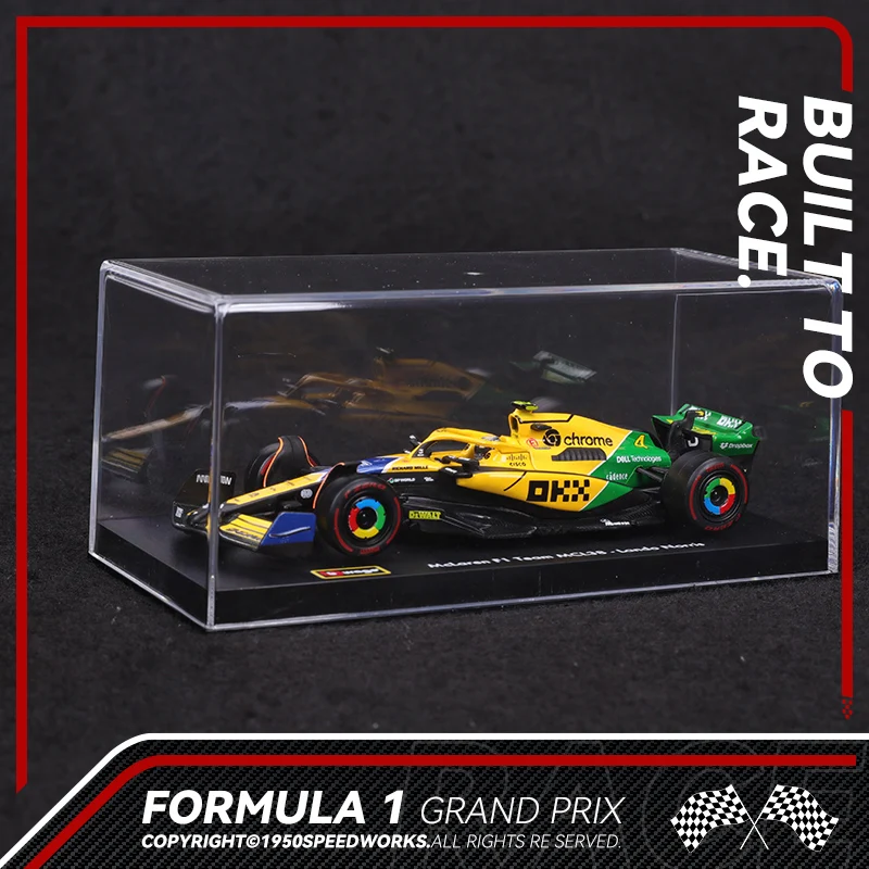 Simulação escala 1:43 mclaren f1 mcl38 modelo de carro de corrida com caixa de exibição coleção miniatura voitureiecast veículo de brinquedo menino homem