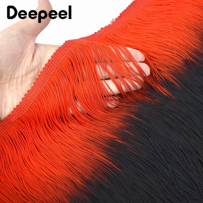 1Meter Deepeel 20cm Colored Tassels Fringe Latin Dress Ribbon Trim Lace Curtain Tassel Trimming DIY Bag Clothes Sewing Accessory