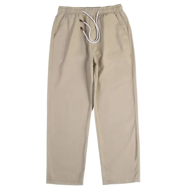 2024 Summer New Boys' Nine-point Pants Khaki Casual Pants Loose Straight Leg Solid Color Pants Korean Version Trend M-5XL