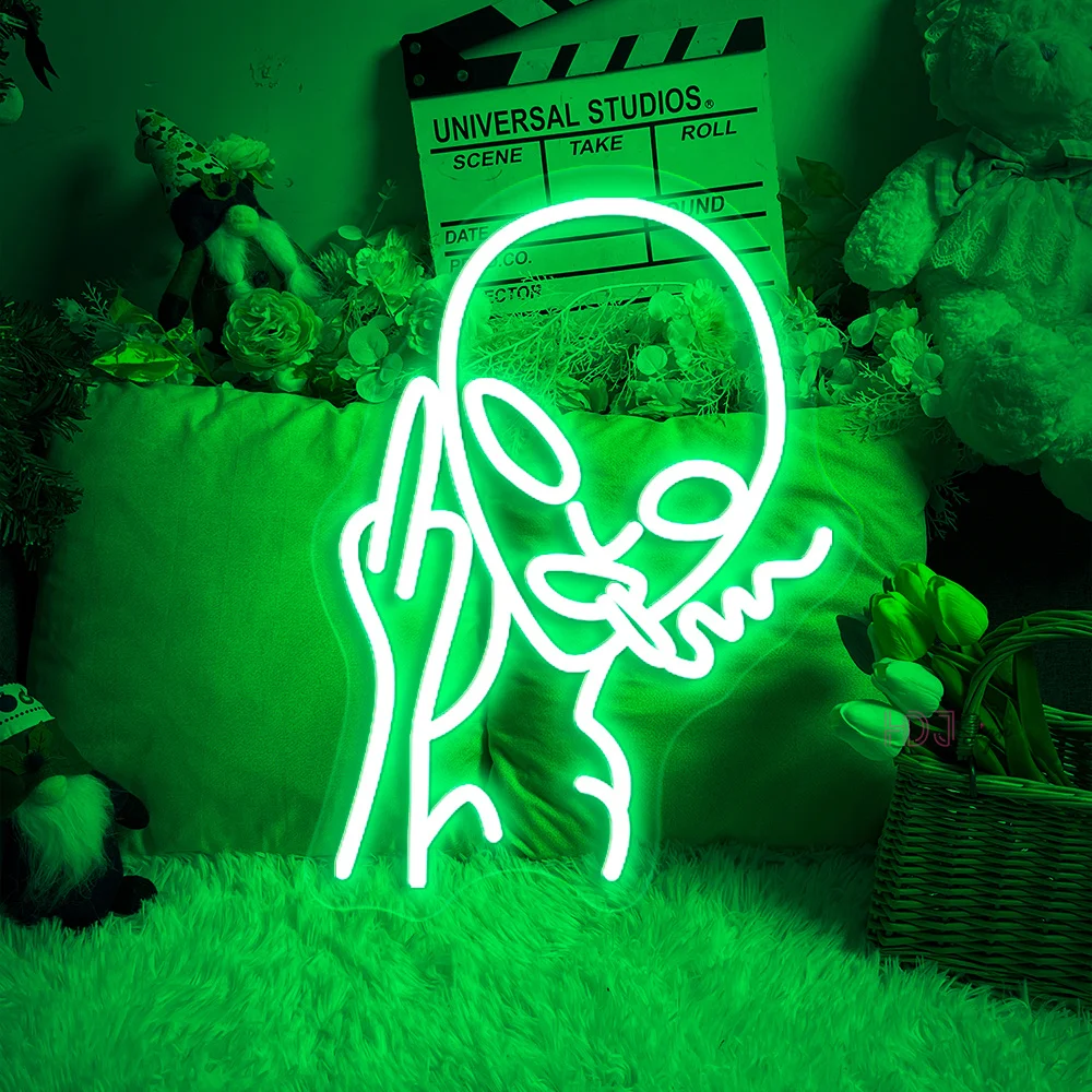 

LED Neon Sign Smoking Alien Design Personality Neon Lights Sign Fun Bar Party Club House Game Room Wall Decoration Neon Lamps