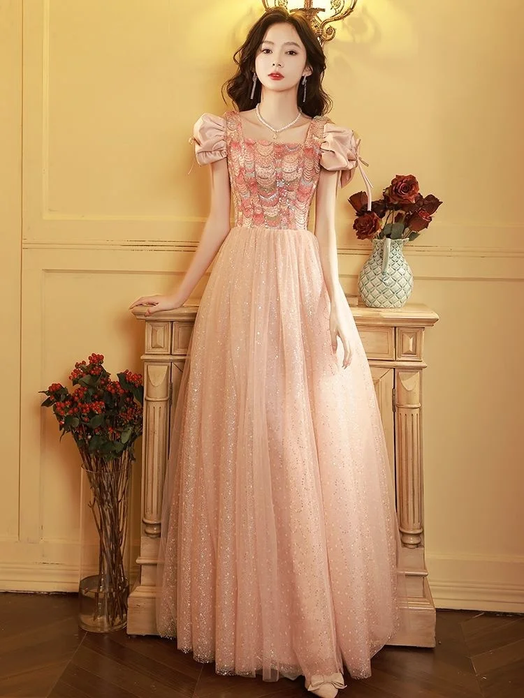 Pink Evening Gown 2023 New Summer Annual French Princess Long Dresses For Women 90s Vintage Elegant Chic Gift Fairy Party Dress