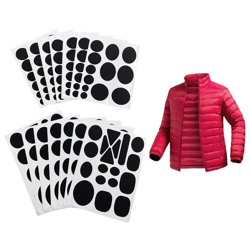 1Set Instant Self-Adhesive Durable Fabric Repair Patches Assorted Shapes Universal Iron-On for down Coats