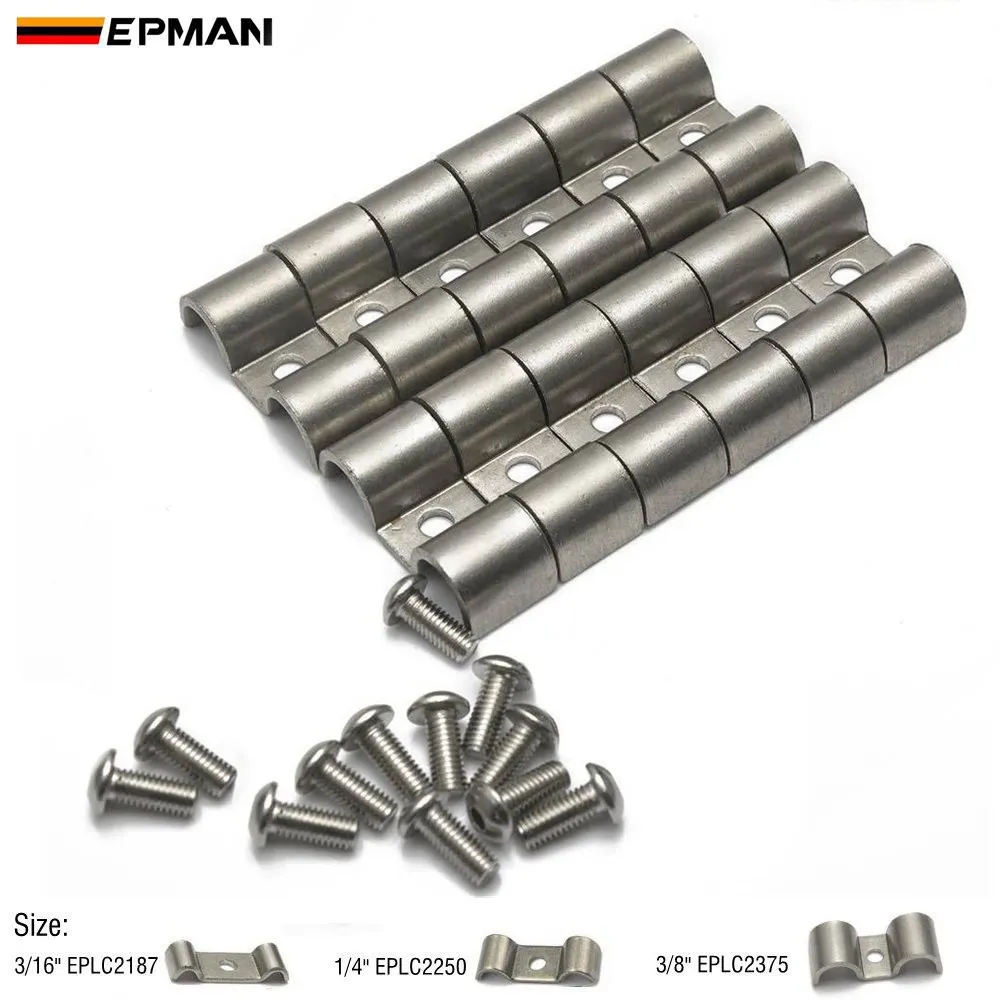 EPMAN Stainless Steel Double Line Clamps - Pack Of 12 Streets Rods Muscle Cars Fits Fuel, Air, Electrical, Brake, Lines EPLC2187