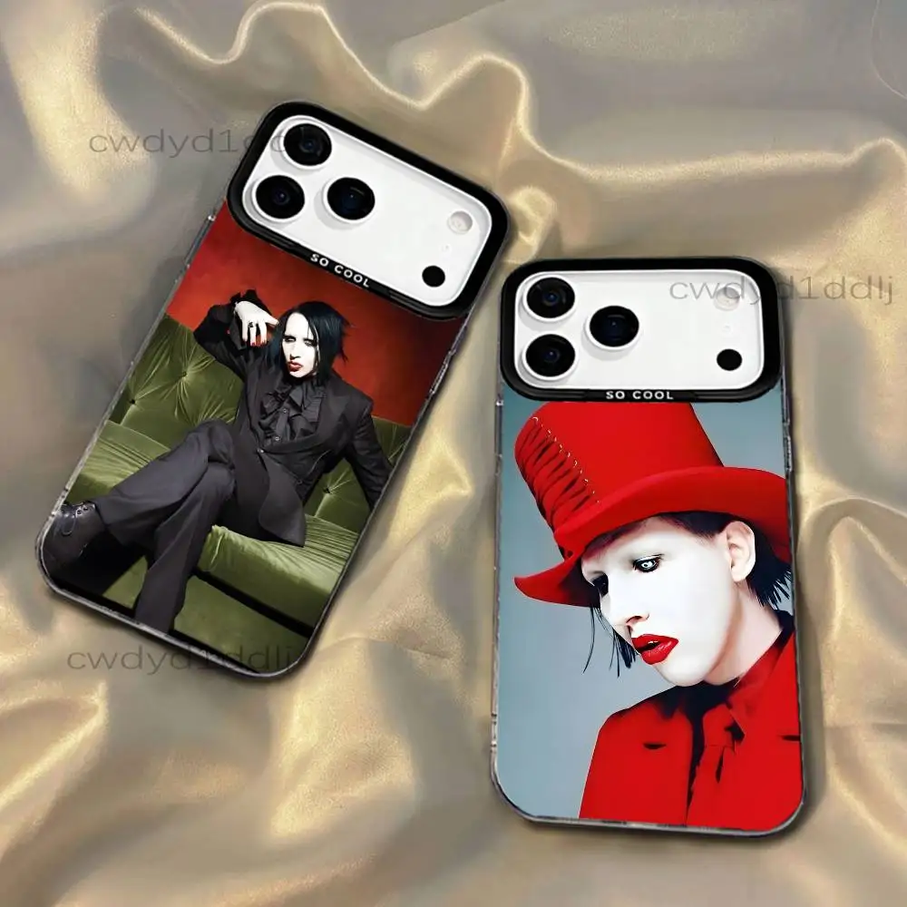

M-Marilyn Manson Phone Case For iPhone 17,16,15,14,13,12,X,8,Pro,Max,Plus,SE4,Air,Mini HD Black IMD Matte