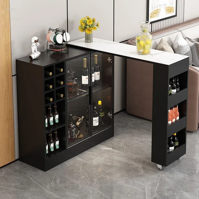 Home Bar Tables Simple Modern Rotating Restaurant Tables Light Luxury Living Room Wine Cabinet Against The Wall High Bar Tables