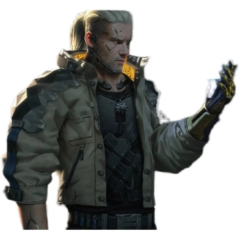 Witch Geralt Cosplay Costumes Jacket Anime Game Punk Style 2077 Luminous Coat For Man Halloween Cosplay costumes Coat