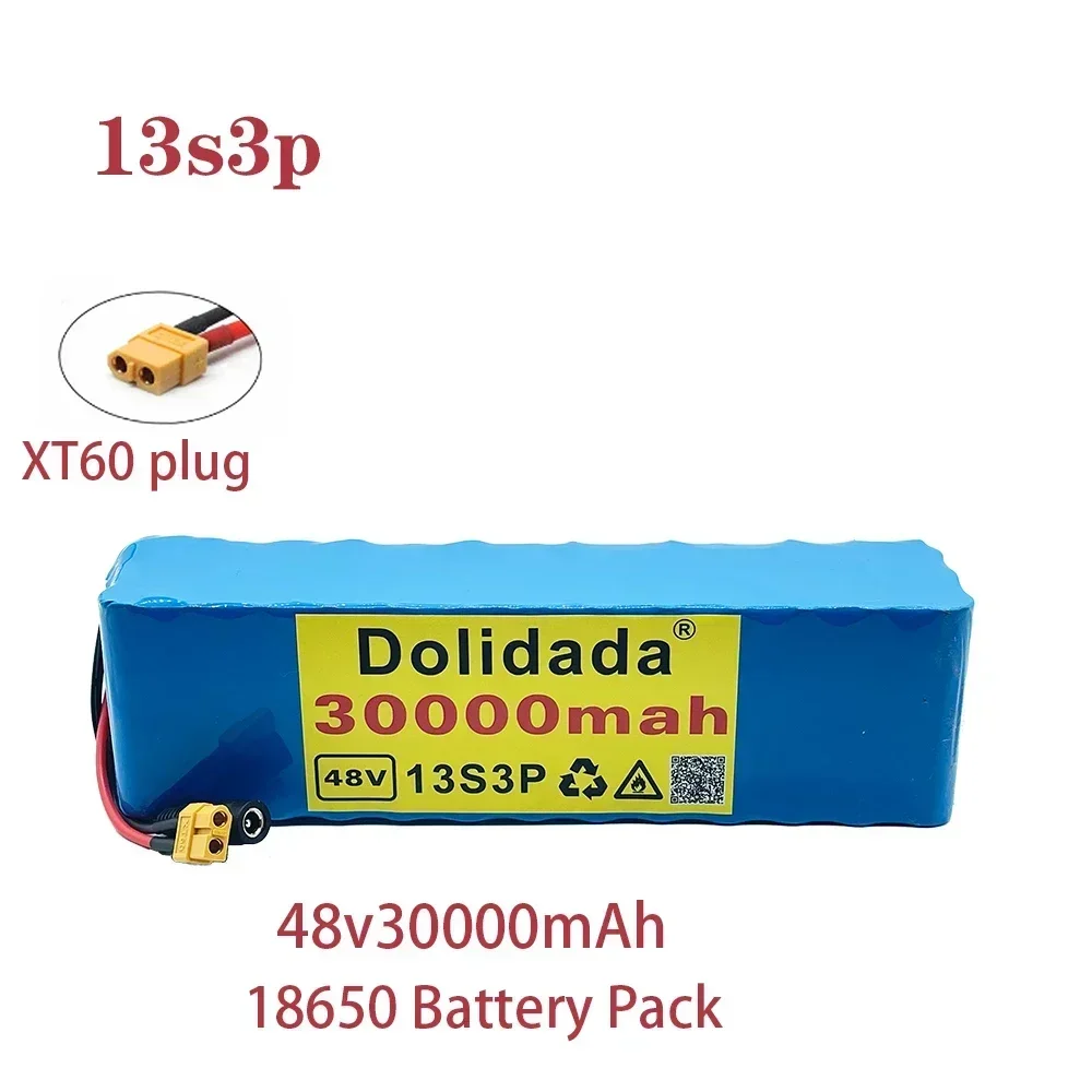 

48V100Ah 1000W 13S3P XT60 48V lithium-ion battery pack 30000mAh suitable for 54.6V power tool batteries with BMS