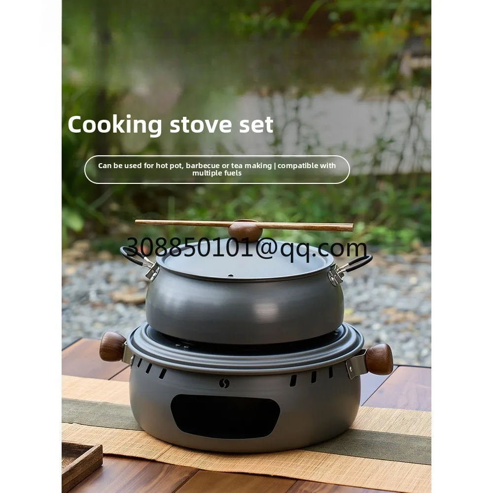 Cooking tea, grilling stove, camping barbecue stove, multifunctional pot set