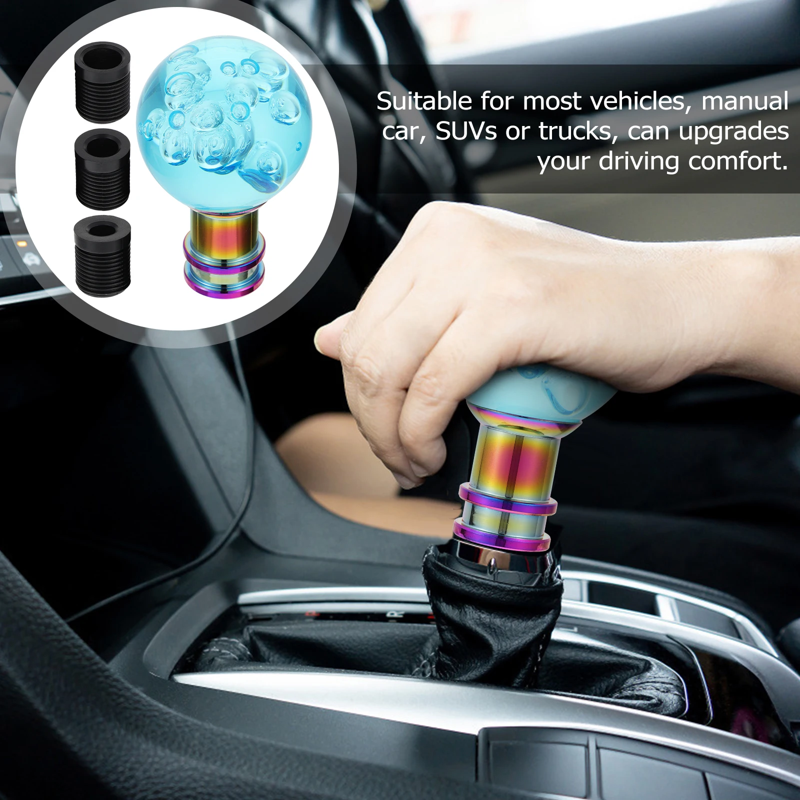 

1 set Gear Knob Head Blue Acrylic Crystal Car Interior Upgrade for Manual Automatic SUV Trucks Durable Translucent Round Bubble