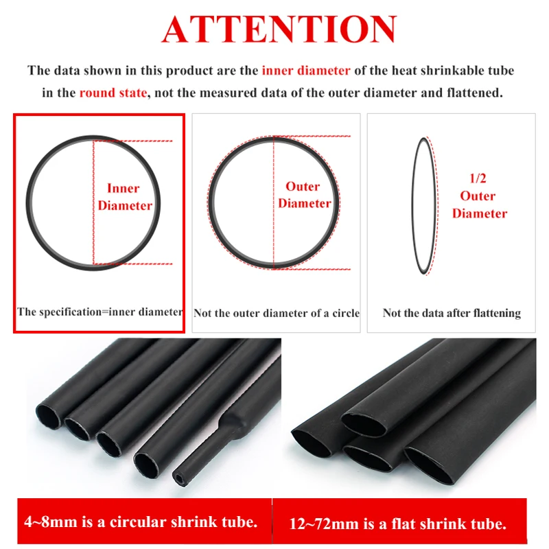 1M/lot 4:1 Thermoretractile Heat Shrink Tube With Glue Heat Shrinkable Tubing Dual Wall Tubing Diameter 4/6/8/16/24/40/52/72