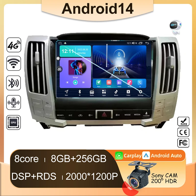 Android For Lexus RX300 RX330 RX400 2004 - 2007 Auto Radio Navigation Stereo Car Player Screen Head Unit No 2din WIFI Multimedia