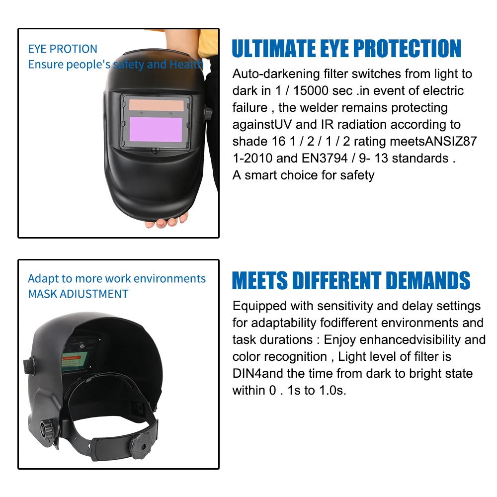 Auto Darkening Solar Power Welder Mask Large View Welding Helmet Welding Mask True Color Lens For Arc Weld Grind Cut