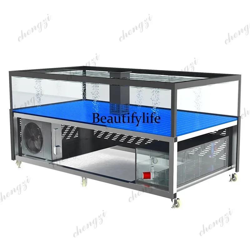 A55 Mobile Integrated Refrigeration Seafood Fish Tank Commercial Fresh Fish Pond For Supermarket Hotel Shopping Mall